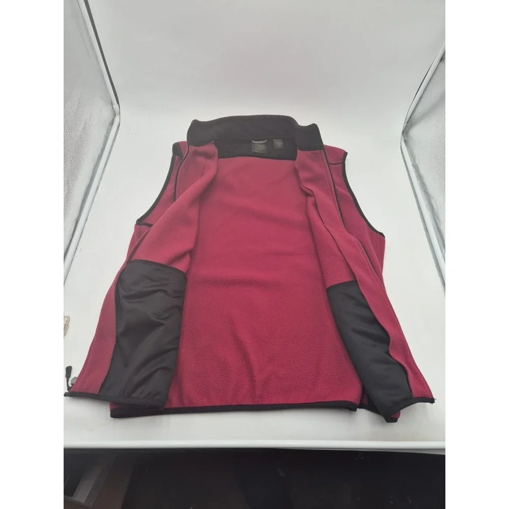 Timberland Fleece Vest Full Zip Mock Neck Sleeveless Jacket Red Mens Size large